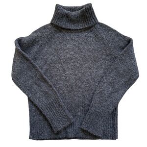 VTG Harvé Bernard Women's Gray Turtleneck Sweater L Long Sleeve Knit Casual Wool